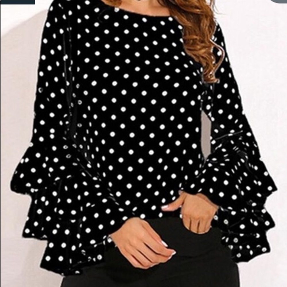 NEW casual blouse long sleeve polka dot med- xxl